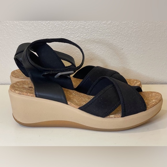 Clarks Women's Step Cali Coast Wedge Black Sandals Size 10 M - Picture 5 of 10